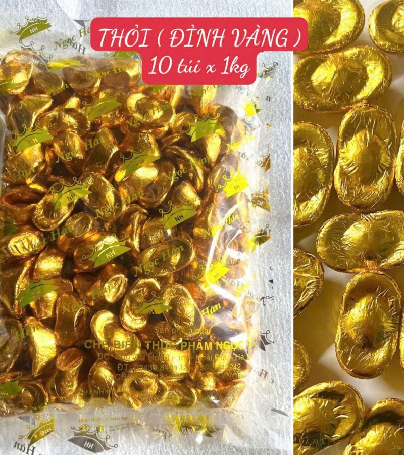 KẸO SOCOLA THỎI VÀNG - túi 1kg