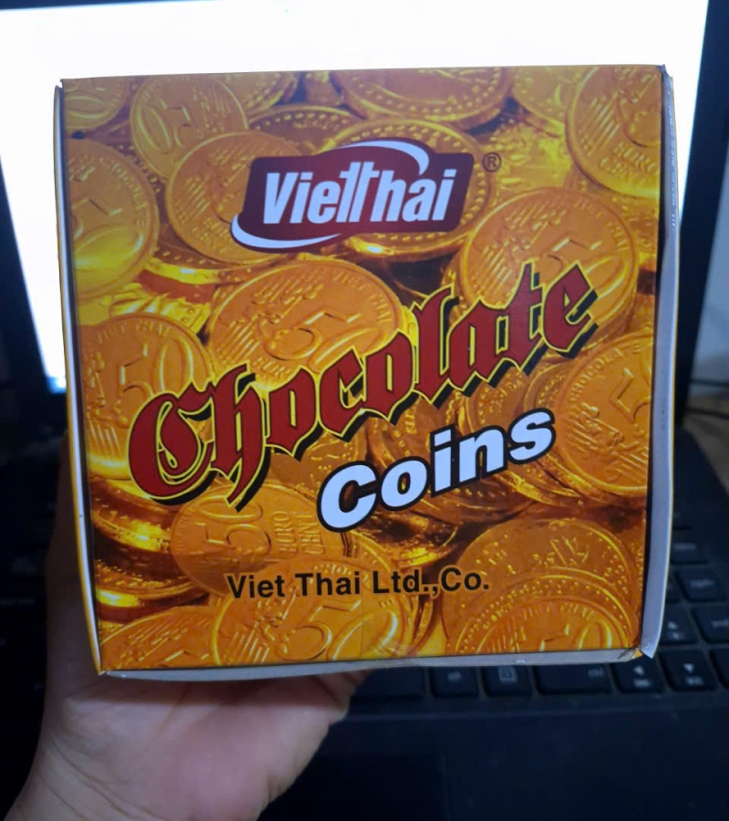 kẹo socola đồng tiền hộp giấy loại thẻ 2k