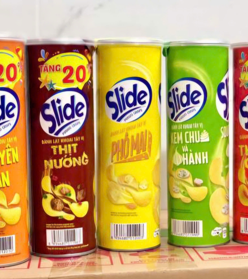 Khoai tây Slide lon 90g { giá thùng ck 4% }